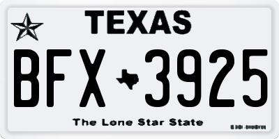 TX license plate BFX3925