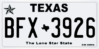 TX license plate BFX3926
