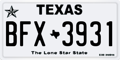 TX license plate BFX3931