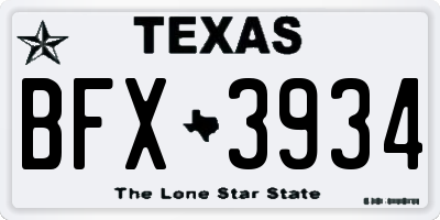 TX license plate BFX3934