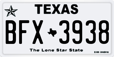 TX license plate BFX3938