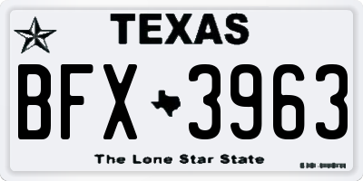 TX license plate BFX3963