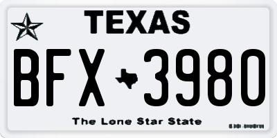 TX license plate BFX3980