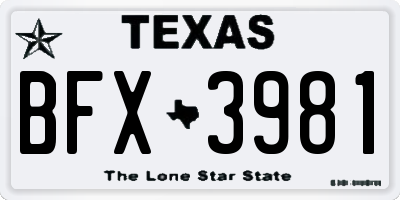 TX license plate BFX3981