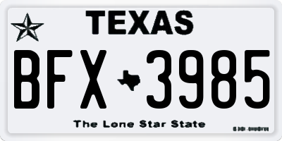 TX license plate BFX3985