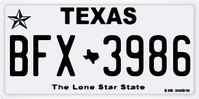 TX license plate BFX3986