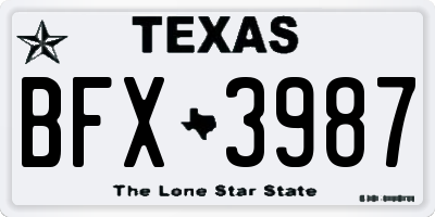 TX license plate BFX3987