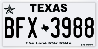 TX license plate BFX3988