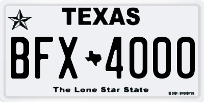 TX license plate BFX4000