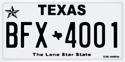 TX license plate BFX4001