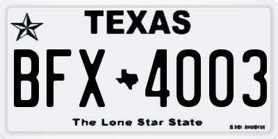 TX license plate BFX4003
