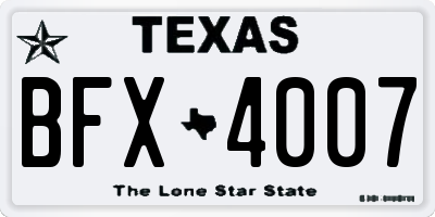 TX license plate BFX4007