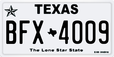 TX license plate BFX4009