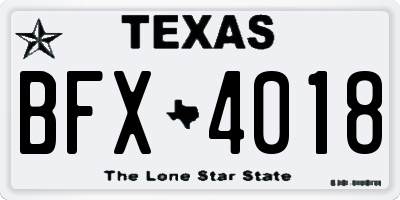 TX license plate BFX4018