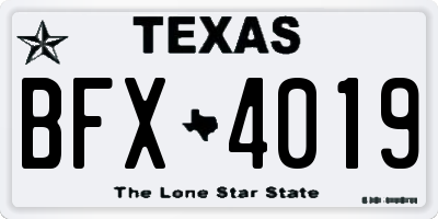 TX license plate BFX4019