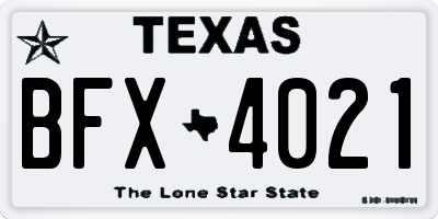 TX license plate BFX4021