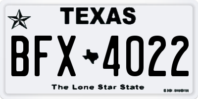 TX license plate BFX4022