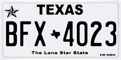 TX license plate BFX4023