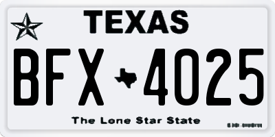 TX license plate BFX4025