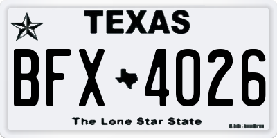 TX license plate BFX4026