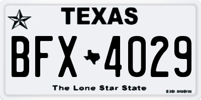 TX license plate BFX4029