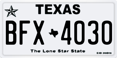TX license plate BFX4030