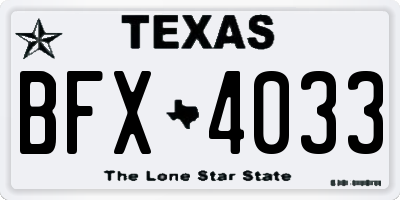 TX license plate BFX4033