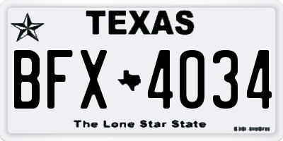 TX license plate BFX4034