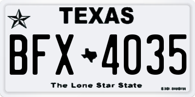 TX license plate BFX4035