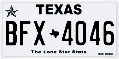 TX license plate BFX4046