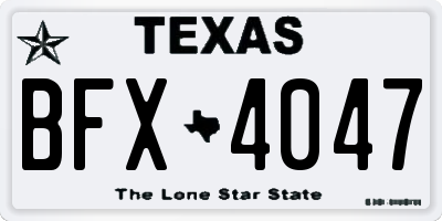 TX license plate BFX4047