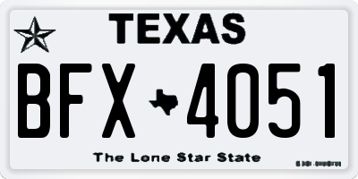 TX license plate BFX4051