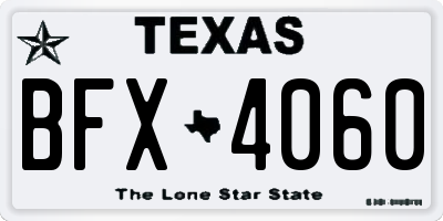 TX license plate BFX4060