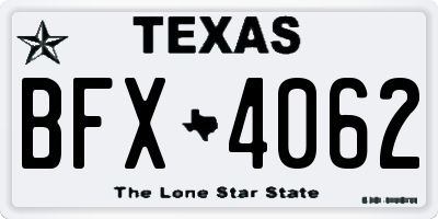 TX license plate BFX4062