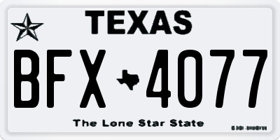 TX license plate BFX4077