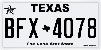 TX license plate BFX4078