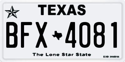 TX license plate BFX4081