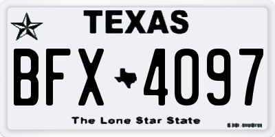 TX license plate BFX4097