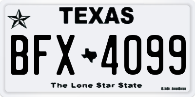 TX license plate BFX4099