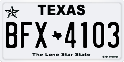 TX license plate BFX4103