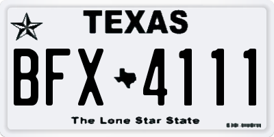 TX license plate BFX4111