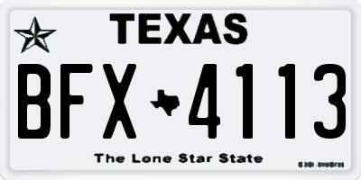 TX license plate BFX4113
