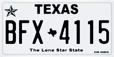 TX license plate BFX4115