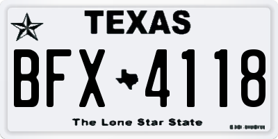TX license plate BFX4118