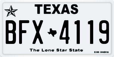 TX license plate BFX4119