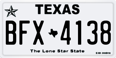 TX license plate BFX4138