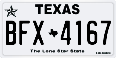 TX license plate BFX4167