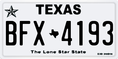 TX license plate BFX4193