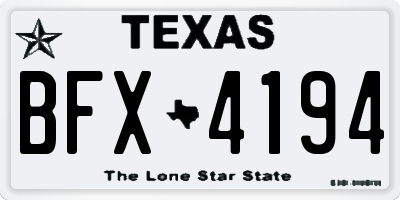 TX license plate BFX4194