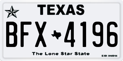 TX license plate BFX4196